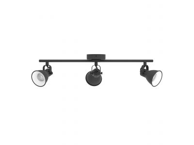 Spot de plafond réglette/plaf métal noir SERAS 2 GU10 3X3W