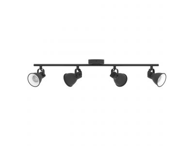 Spot de plafond réglette/plaf métal noir SERAS 2 GU10 4X3W