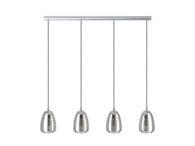 Suspension 4 lumières ALOBRASE Verre fumé L108cm