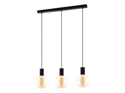 Suspension métal noir POZUETA barre 3 E27 3X40W