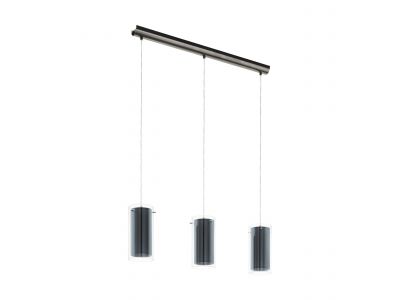 Suspension verre noir PINTO TEXTIL E27 3X16W