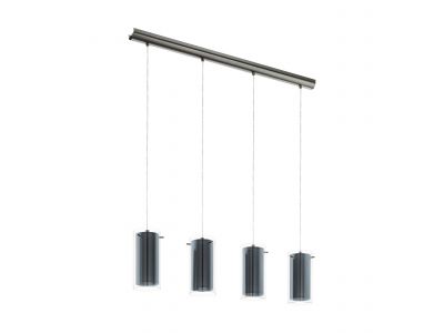 Suspension verre noir PINTO TEXTIL E27 4X16W