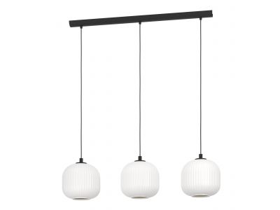 Suspension verre blanc MANTUNALLE barre 3 E27 3X40W