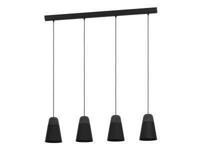 Suspension métal noir CANTERRAS E27 4X40W