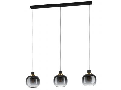 Suspension verre noir/gris OILELLA E27 3X40W