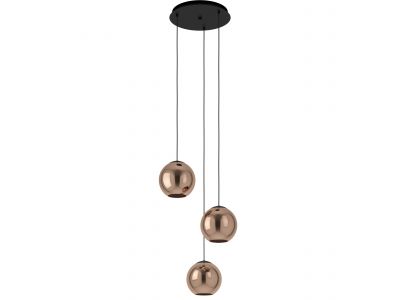 Suspension verre cuivre CORDOBA Cascade 3 E27 3X40W