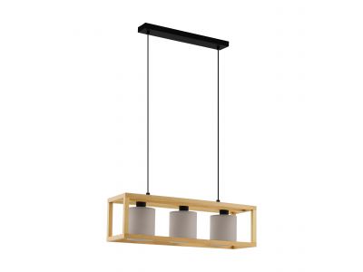 Suspension bois naturel GRANADOS verre cappuccino E27 3X25W