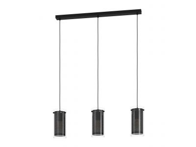 Suspension verre noir PINTO TEXTIL 1 E27 3X10W