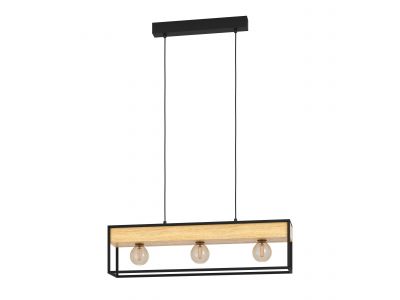 Suspension bois noir LIBERTAD 1 E27 3X40W