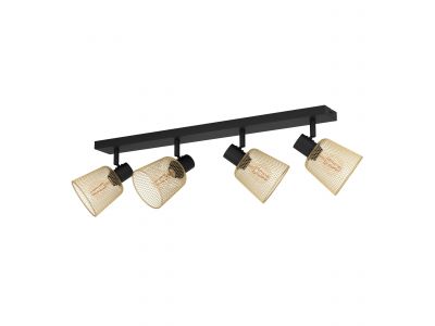 Spot de plafond réglette/plaf métal noir COSLADA E27 4X40W