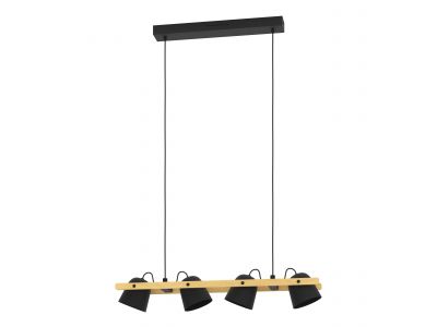 Suspension métal noir HORNWOOD-Z LED INT 4X3,7W