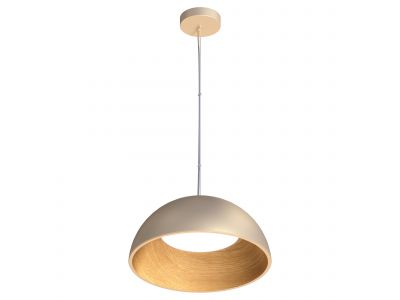 Suspension LED dimmable TABLADILLO doré/bois Ø50cm