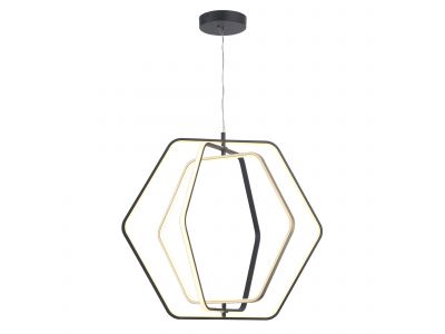 Suspension LED dimmable WOF noir/doré Ø76cm