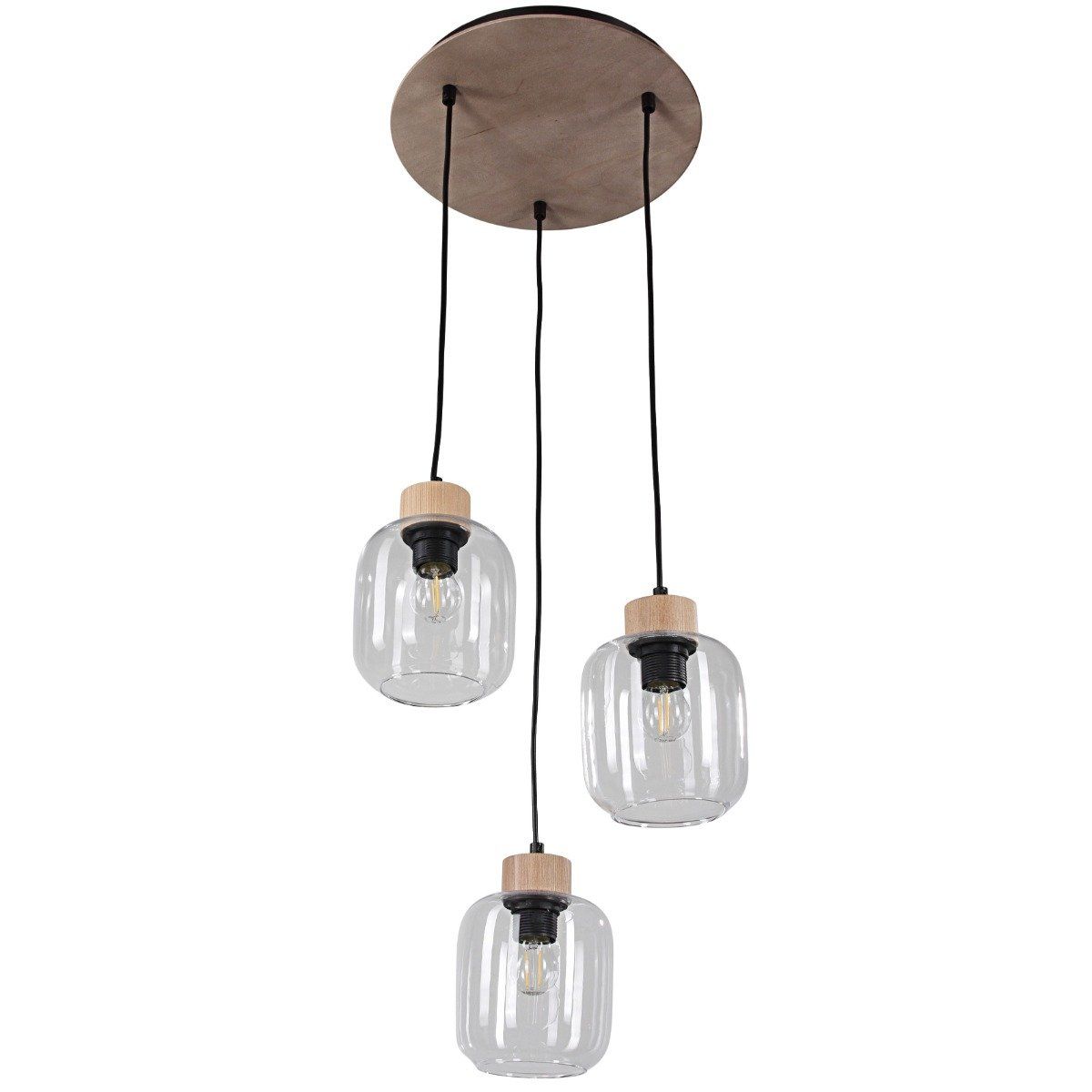 Suspension Cascade Cubus Wood En Bois Naturel Et Verre Transparent G