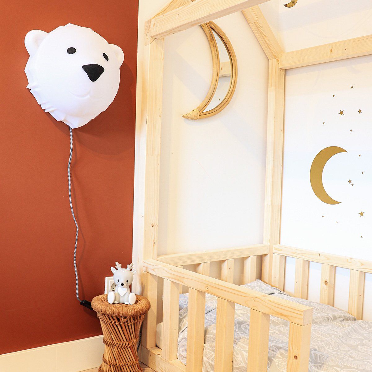 Veilleuse LED décorative en bois nature pour chambre enfant bébé