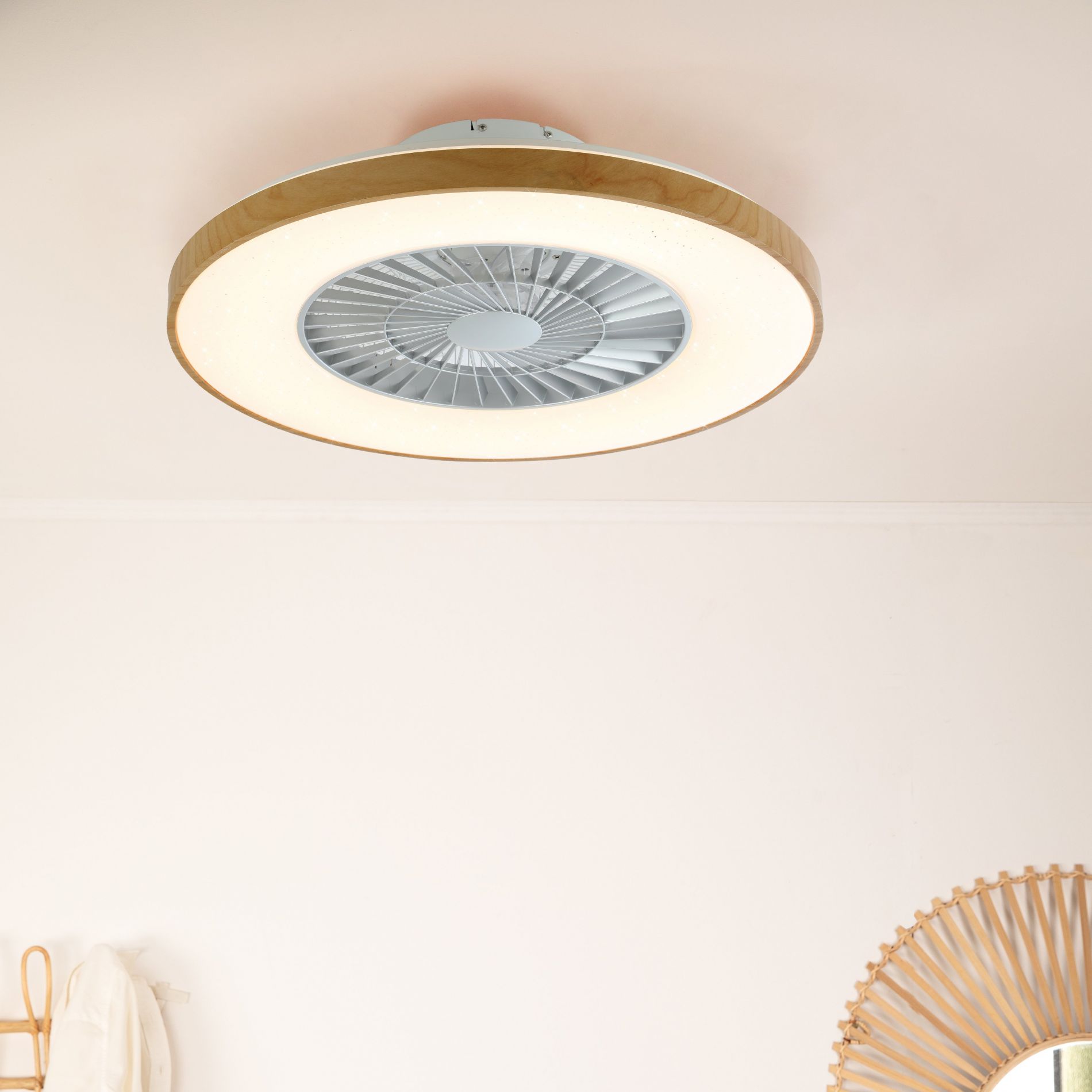 Ventilateur lumineux LED FREE (D60cm) en polycarbonate blanc et