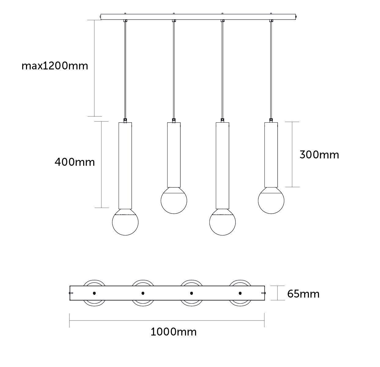 Suspension barre PURO COMBO en métal noir