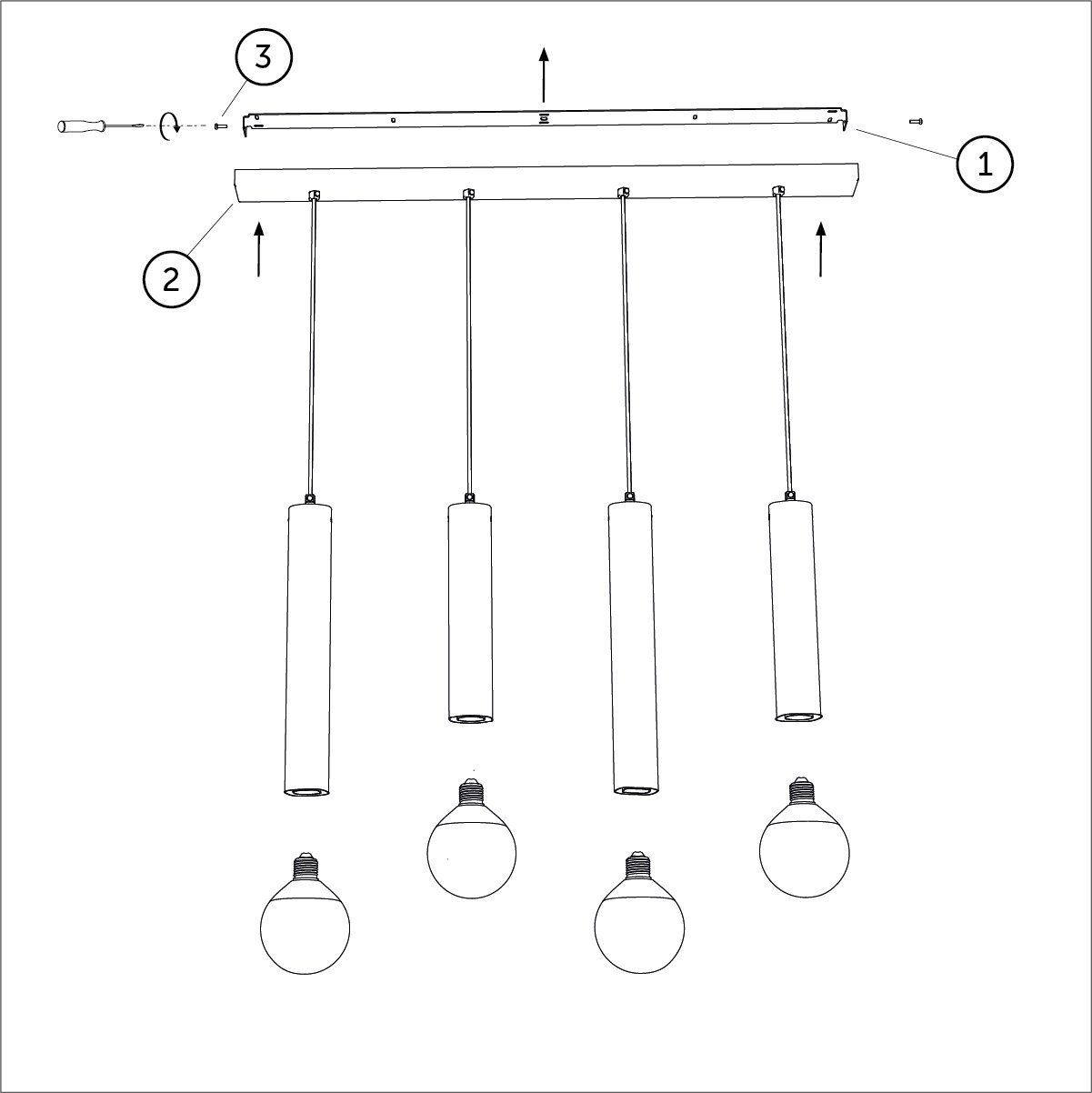 Suspension barre PURO COMBO en métal noir