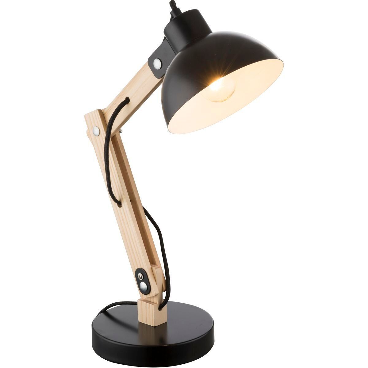Lampe de bureau ajustable bois et métal