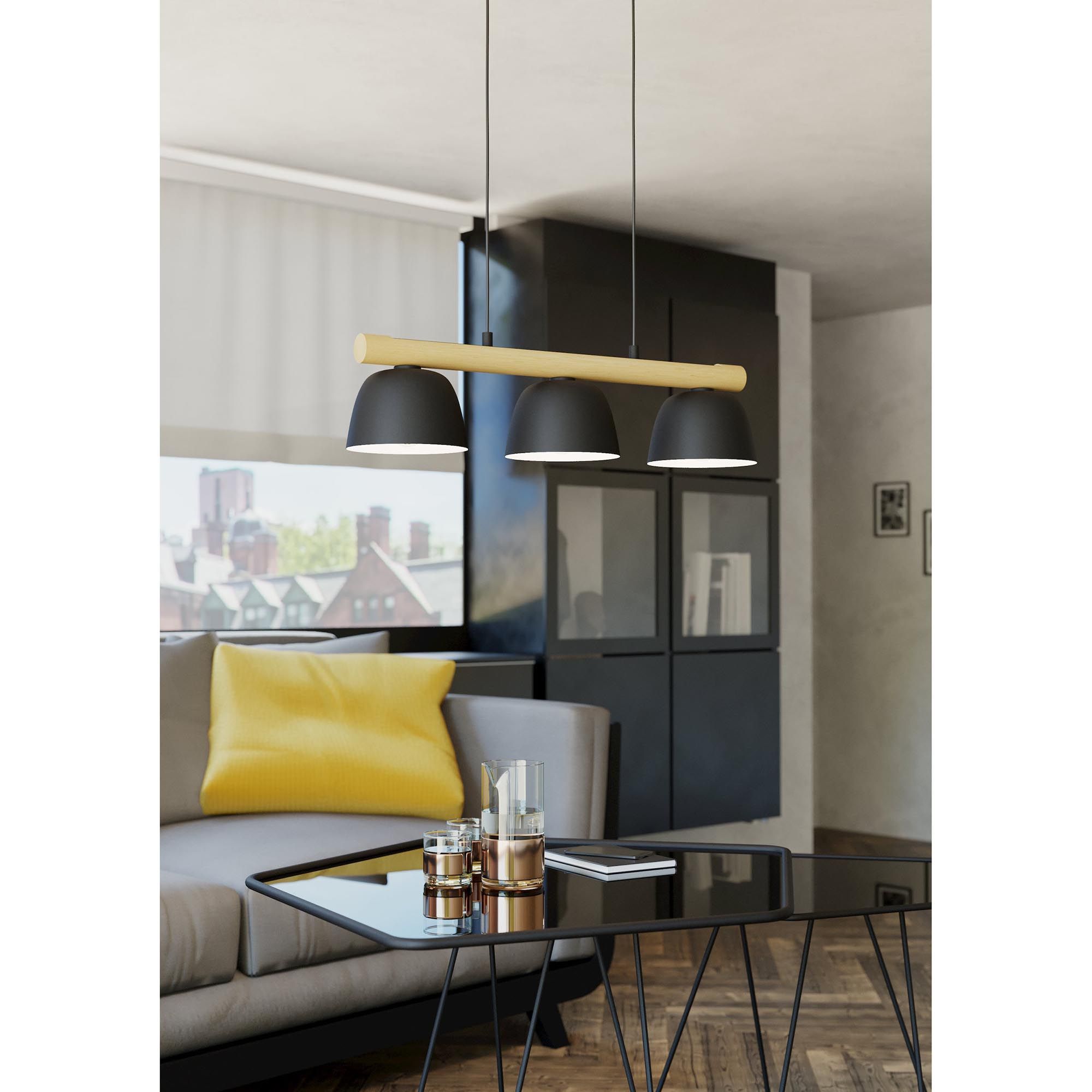 Suspension métal noir SHERBURN E27 3X40W