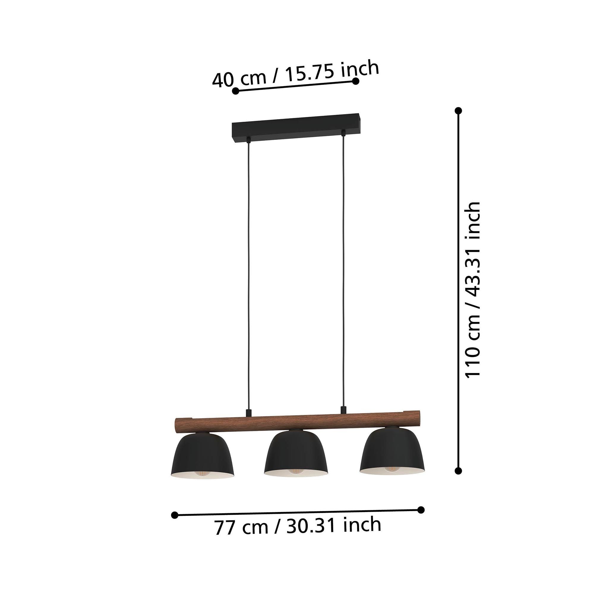 Suspension métal noir SHERBURN E27 3X40W