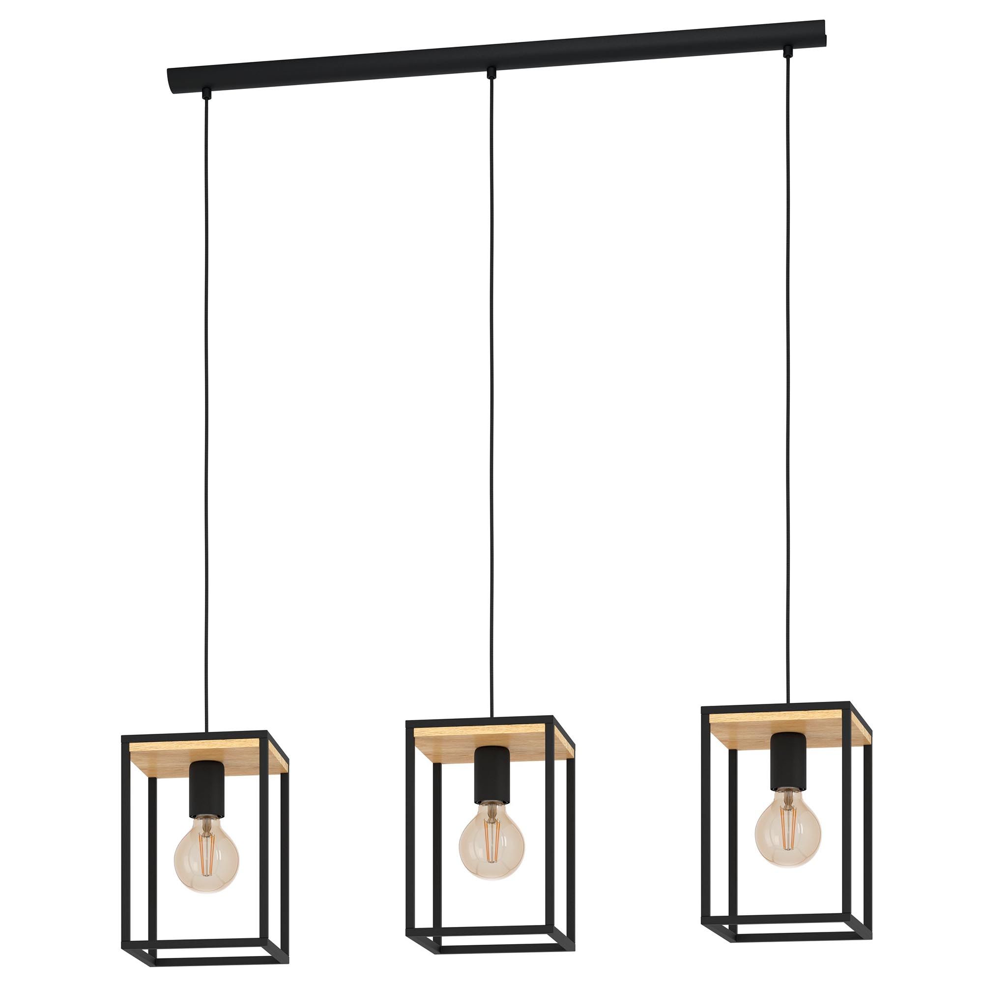 Suspension en métal noir LIBERTAD E27 3X40W