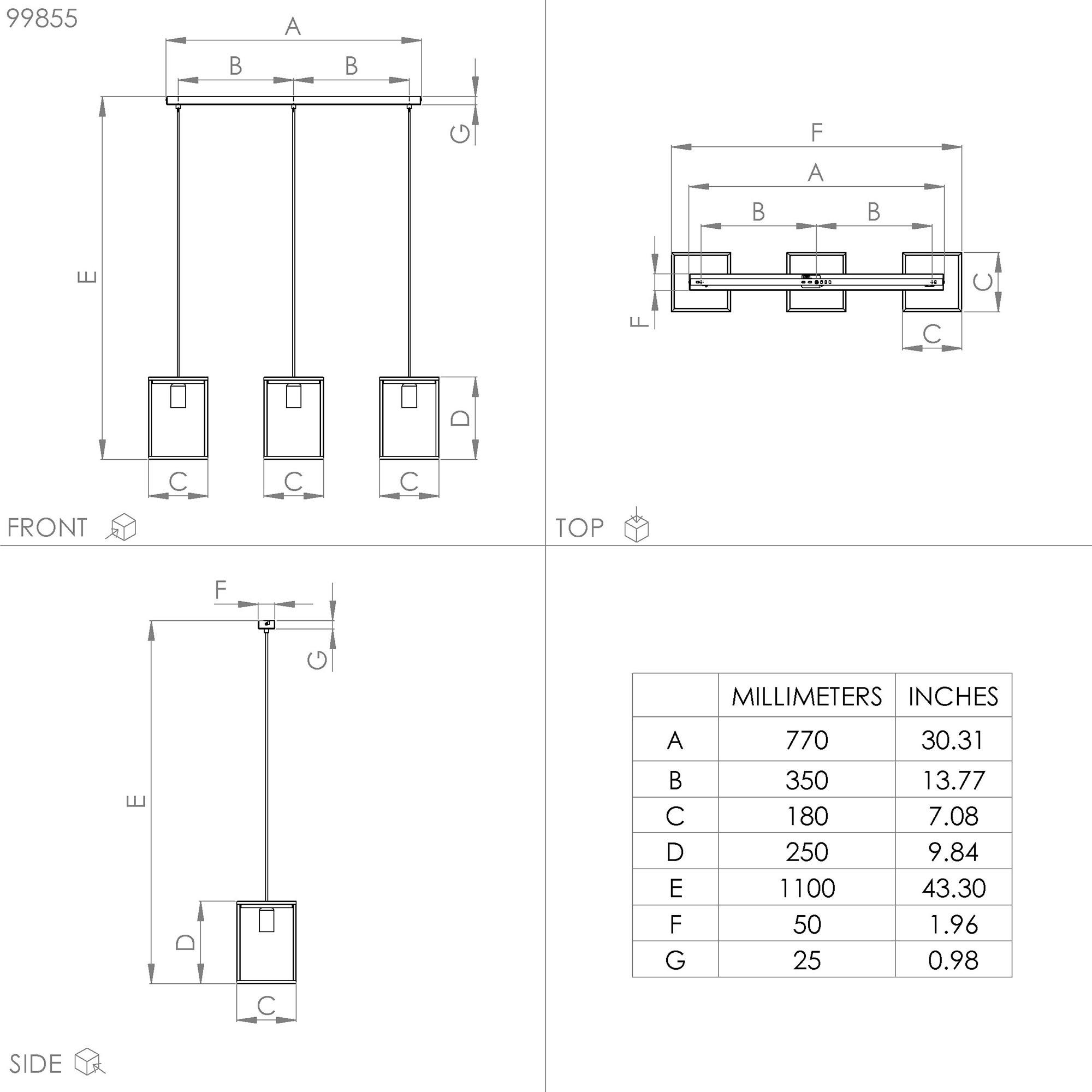 Suspension métal noir LIBERTAD E27 3X40W