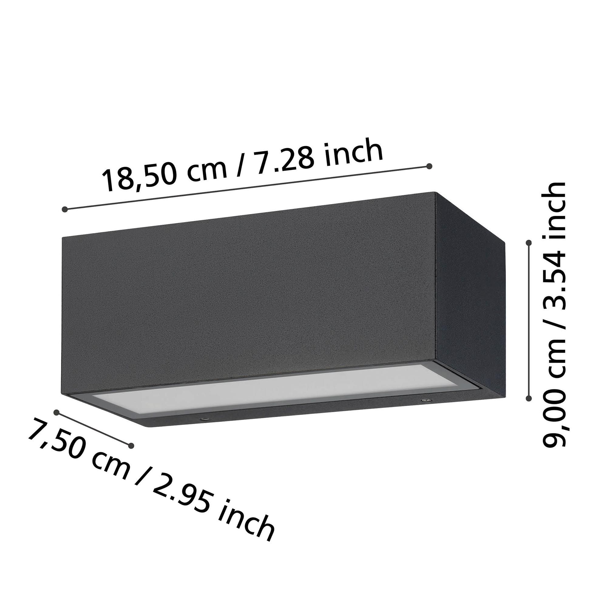 Applique extérieure aluminium noir SPONGANO LED INT 2X5W