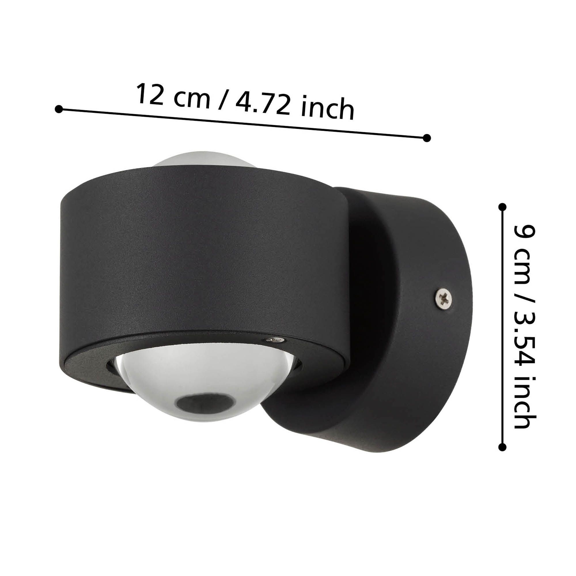 Applique extérieure en aluminium noir TREVIOLO led intégrée 2X2,2W