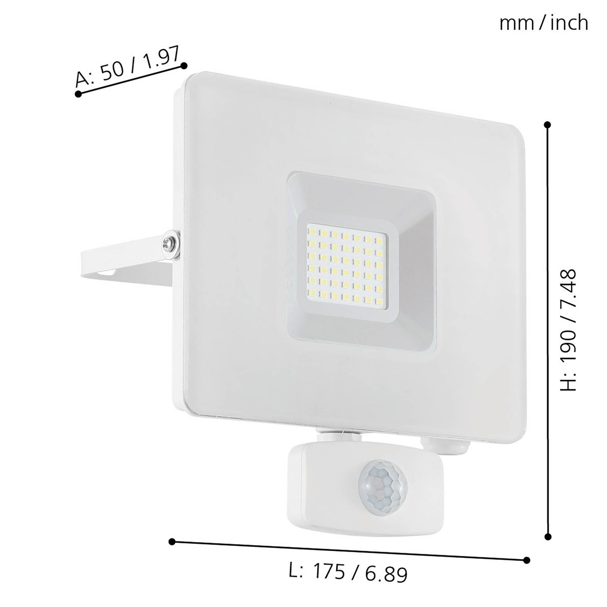 Projecteur extérieur en aluminium blanc avec détecteur FAEDO 3 led intégrée 31W