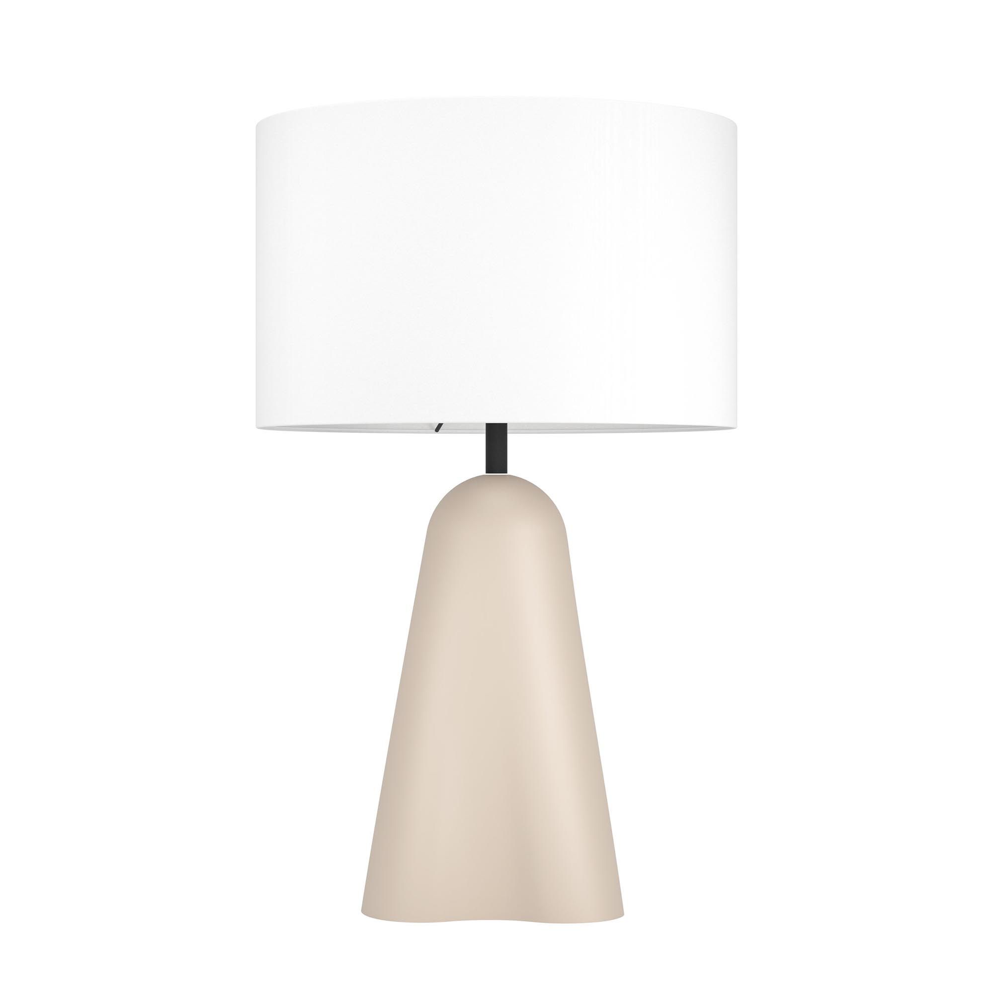 Lampe de table en céramique sable et abat jour tissu blanc TOLLERIC E27 40W