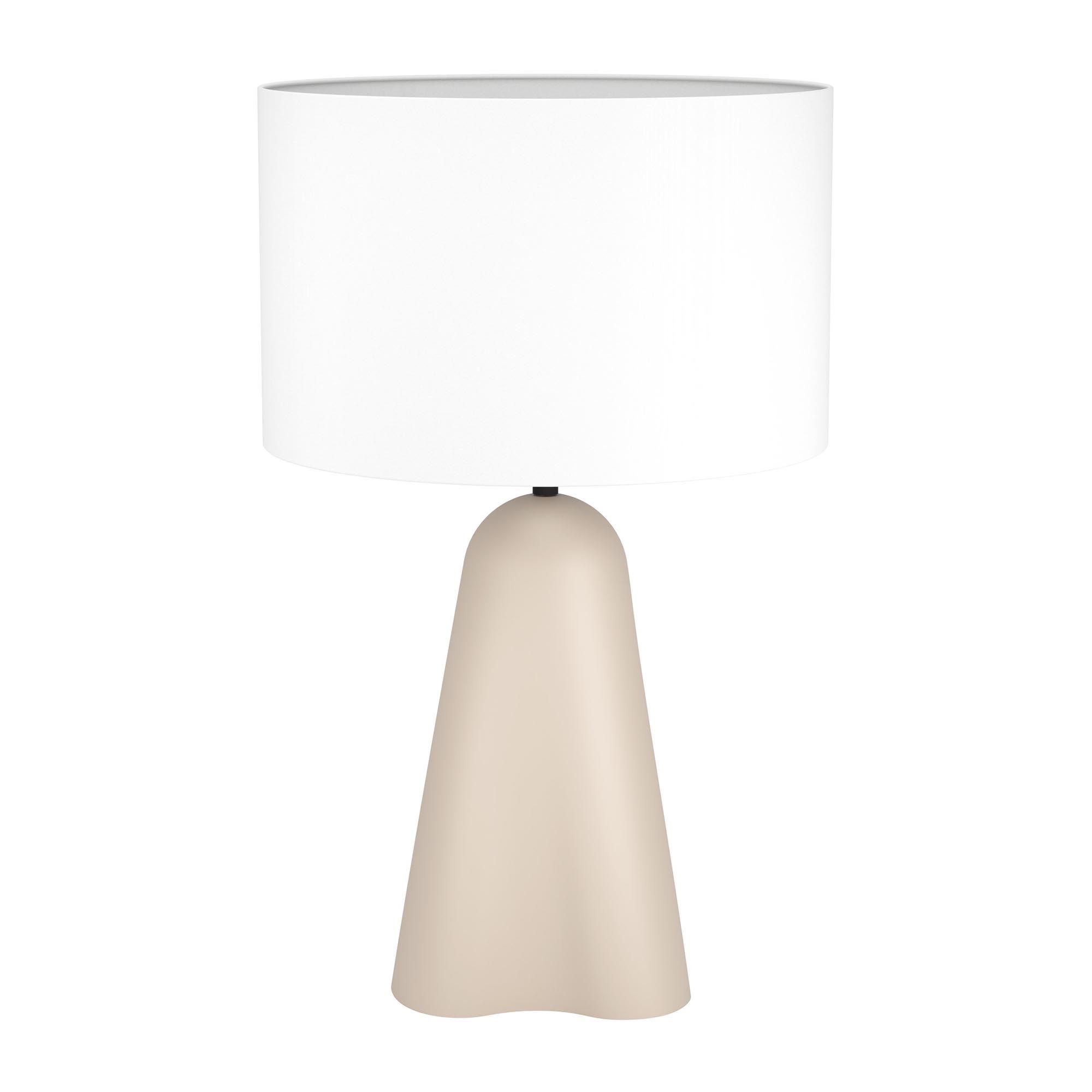 Lampe de table en céramique sable et abat jour tissu blanc TOLLERIC E27 40W