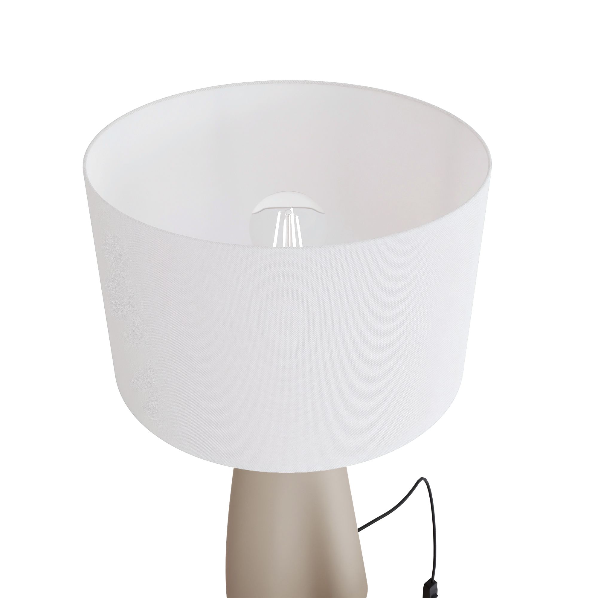 Lampe de table en céramique sable et abat jour tissu blanc TOLLERIC E27 40W