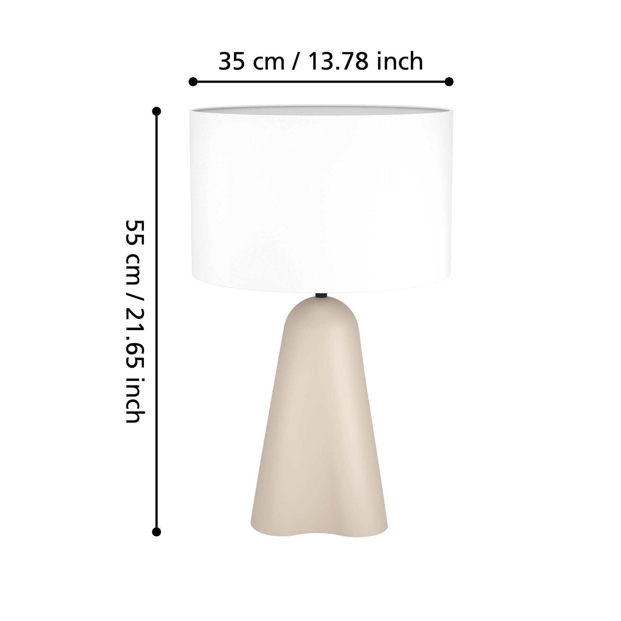 Lampe de table en céramique sable et abat jour tissu blanc TOLLERIC E27 40W