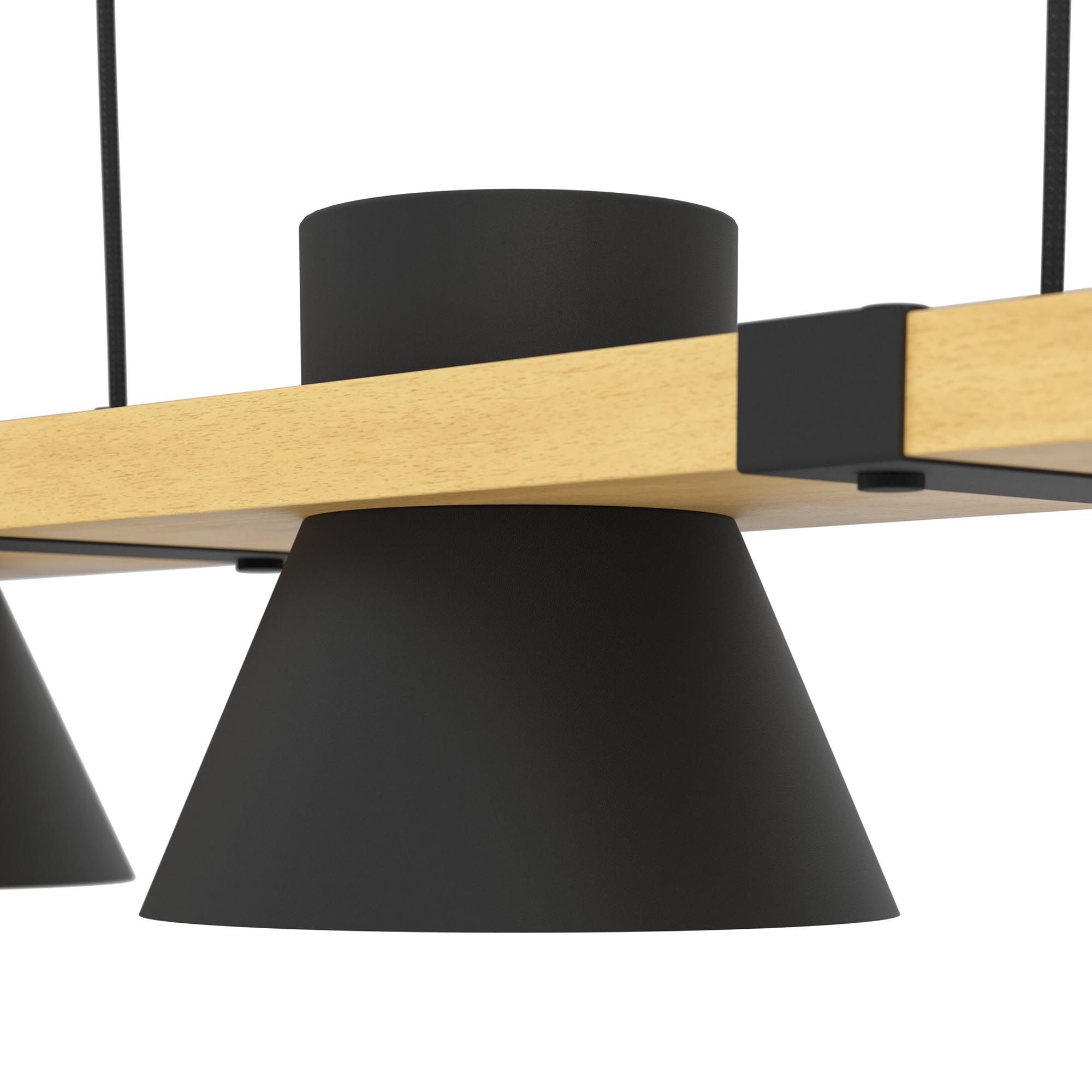 Suspension en métal noir et bois MACCLES E27 3X15W