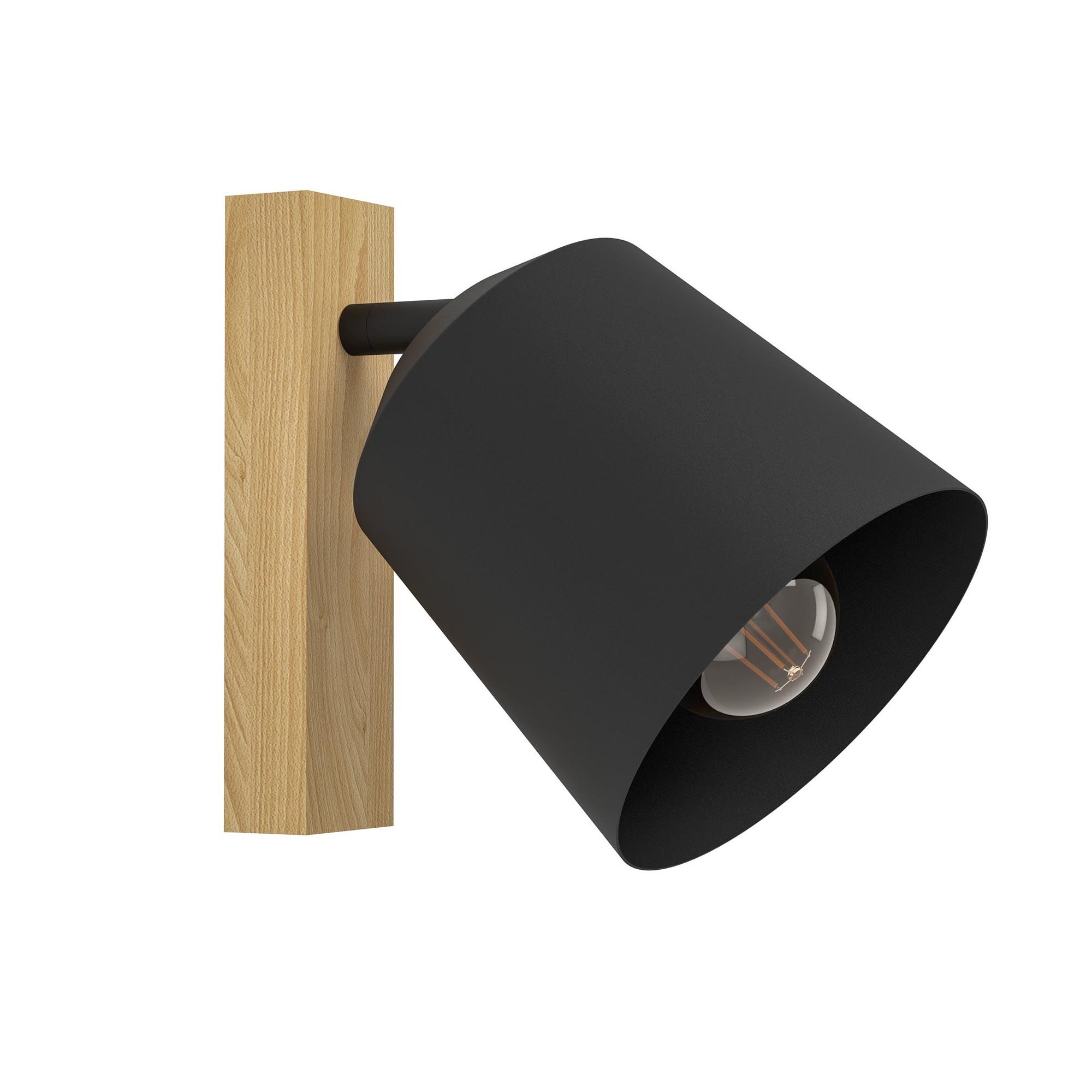 Applique murale en métal noir et bois COTORRO E27 25W