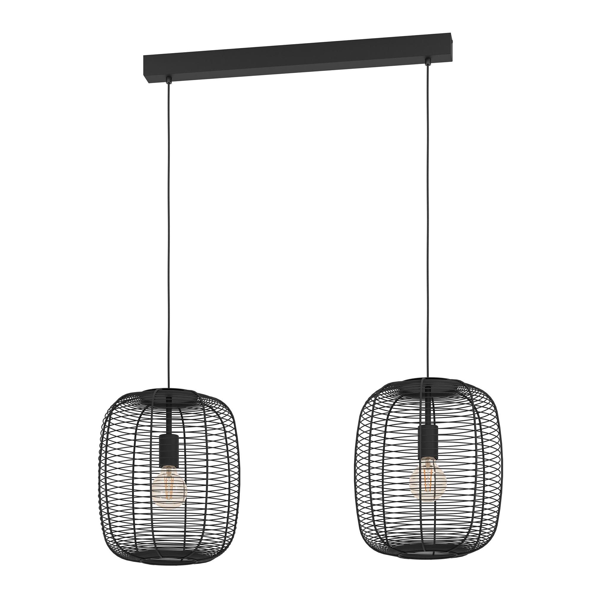 Suspension en métal noir RINROE E27 2X40W