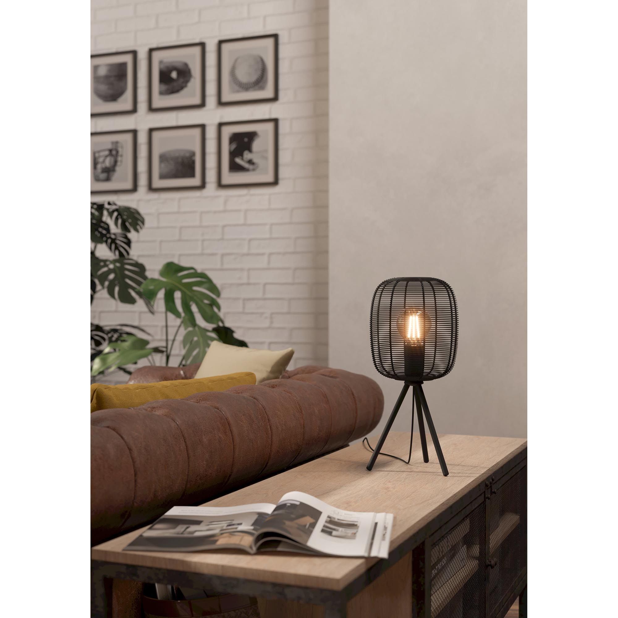 Lampe de table en métal noir RINROE E27 40W