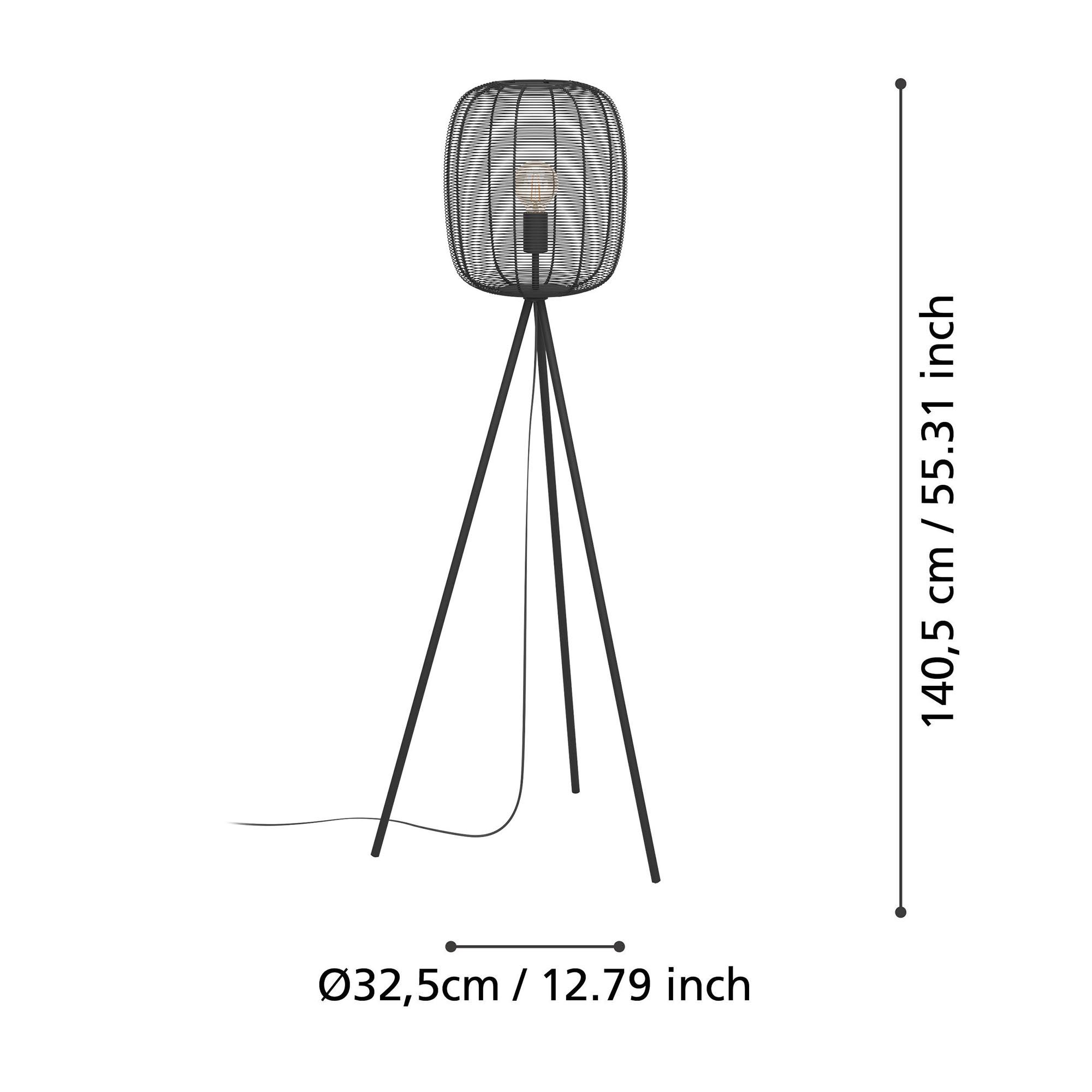 Lampadaire en métal noir RINROE E27 40W