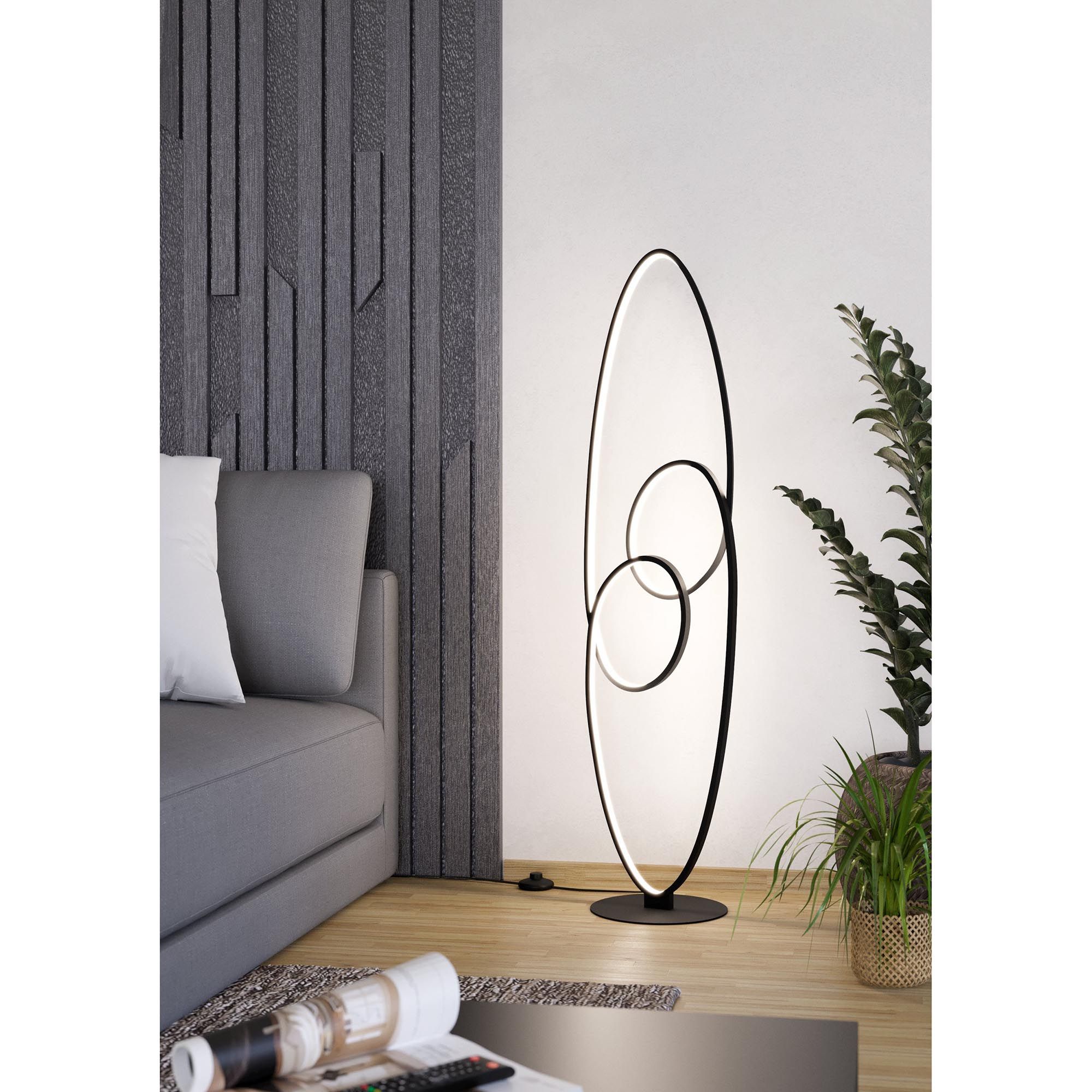 Lampadaire en métal noir GIANELLA led intégrée 38W