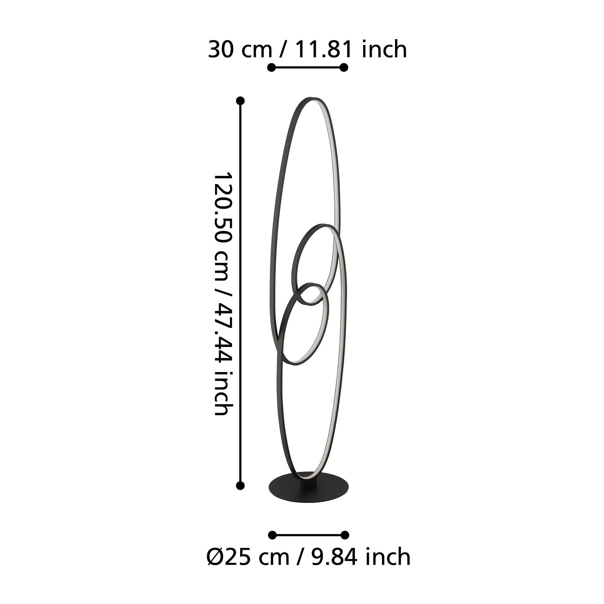 Lampadaire en métal noir GIANELLA led intégrée 38W