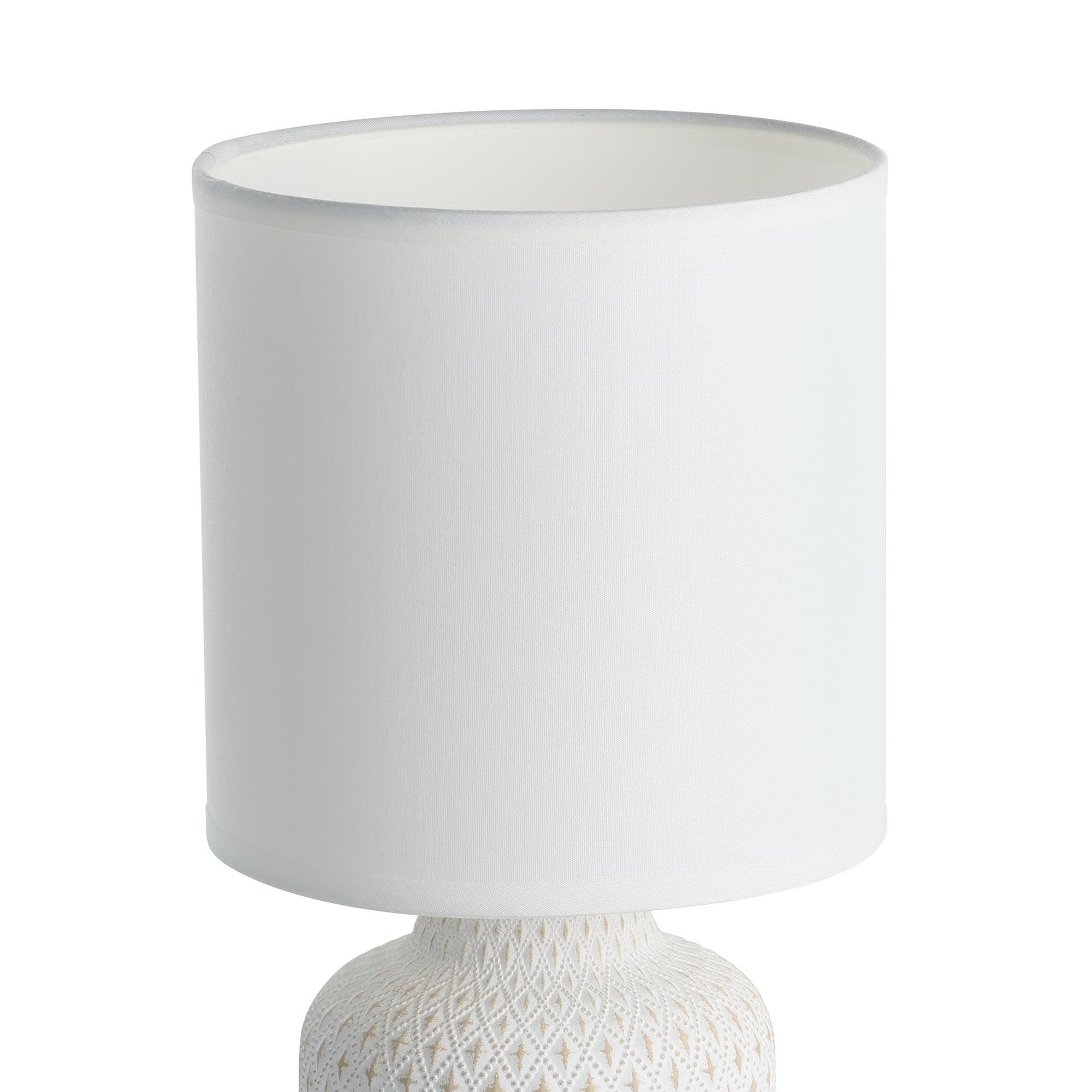 Lampe de table en pied céramique blanc et abat jour blanc BELLARIVA E14 40W