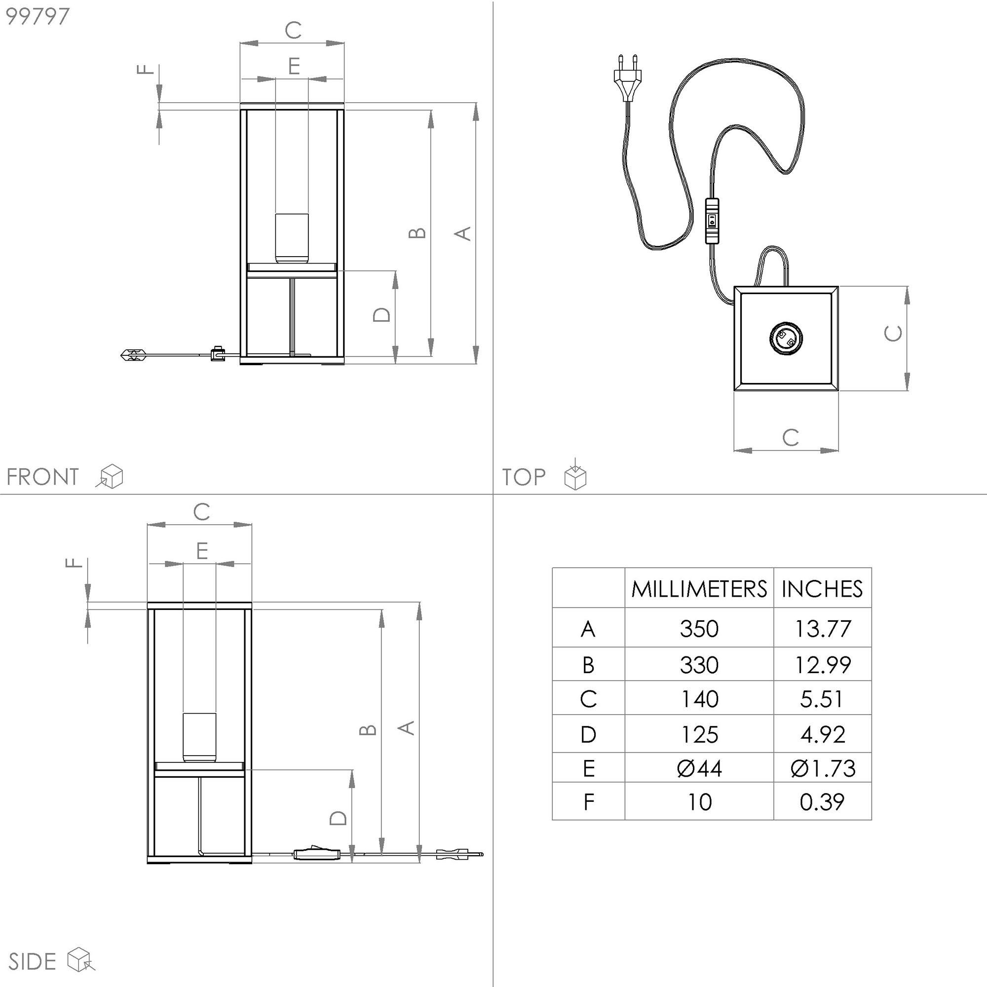 Lampe de table en métal noir LIBERTAD E27 40W