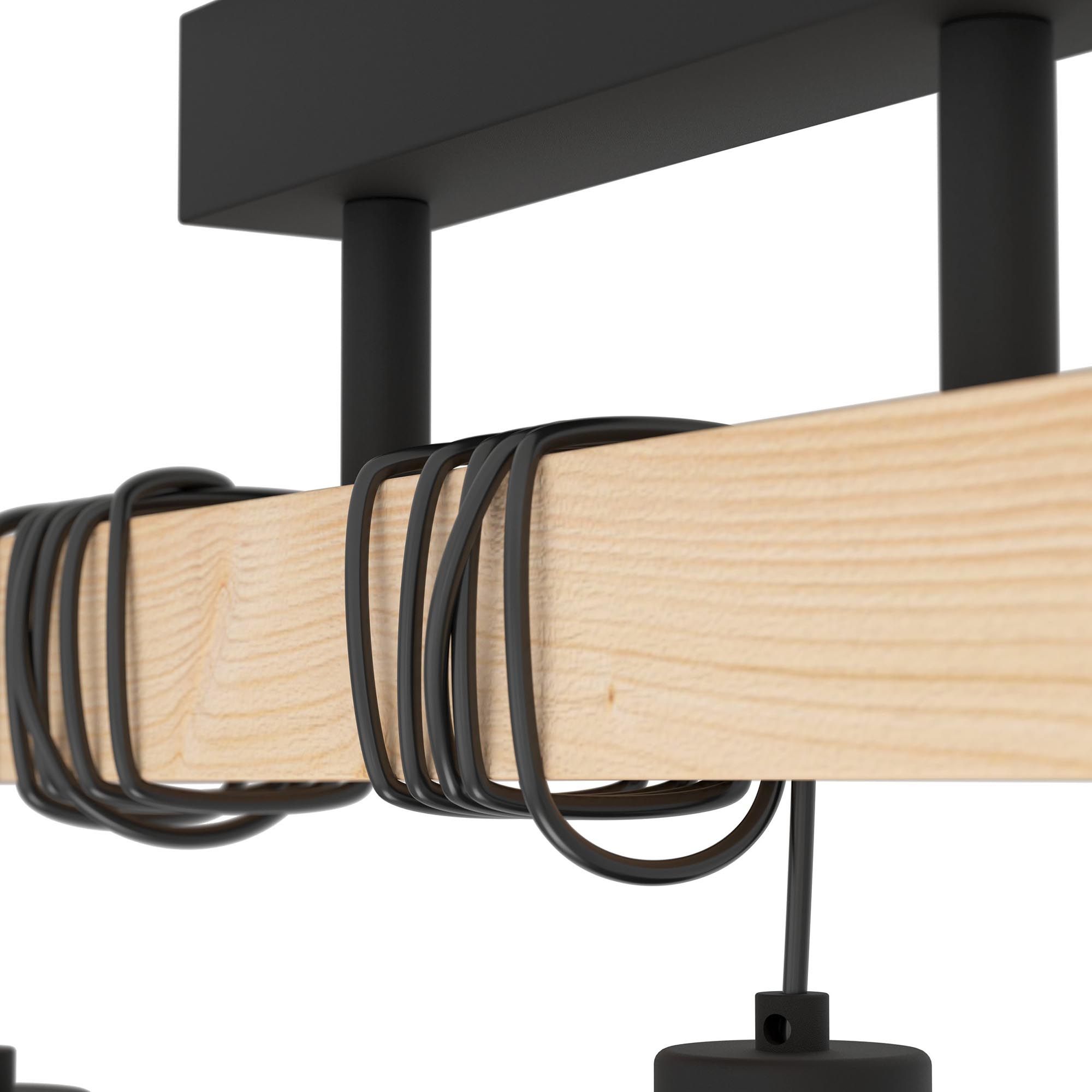 Suspension en bois naturel et métal noir TOWNSHEND 5 E27 3X60W