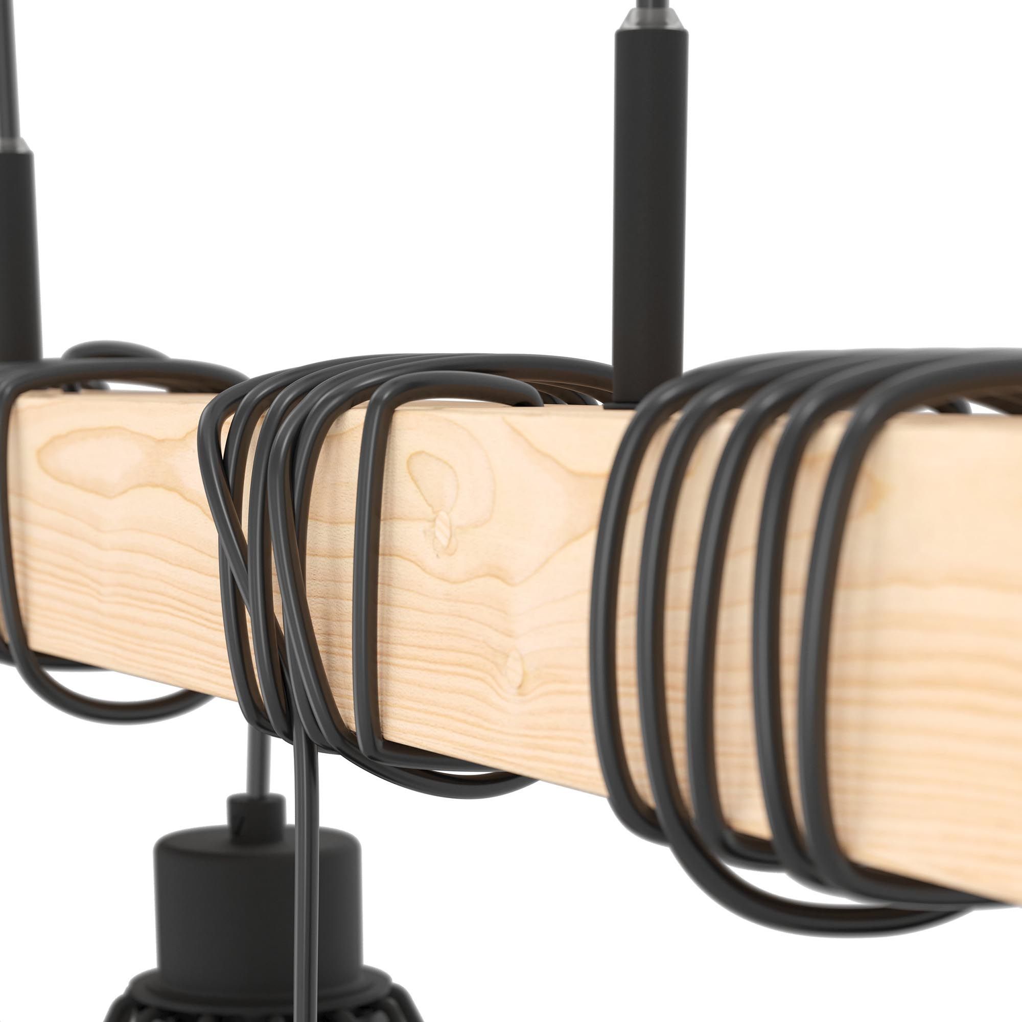 Suspension en bois naturel et métal noir TOWNSHEND 5 E27 4X60W