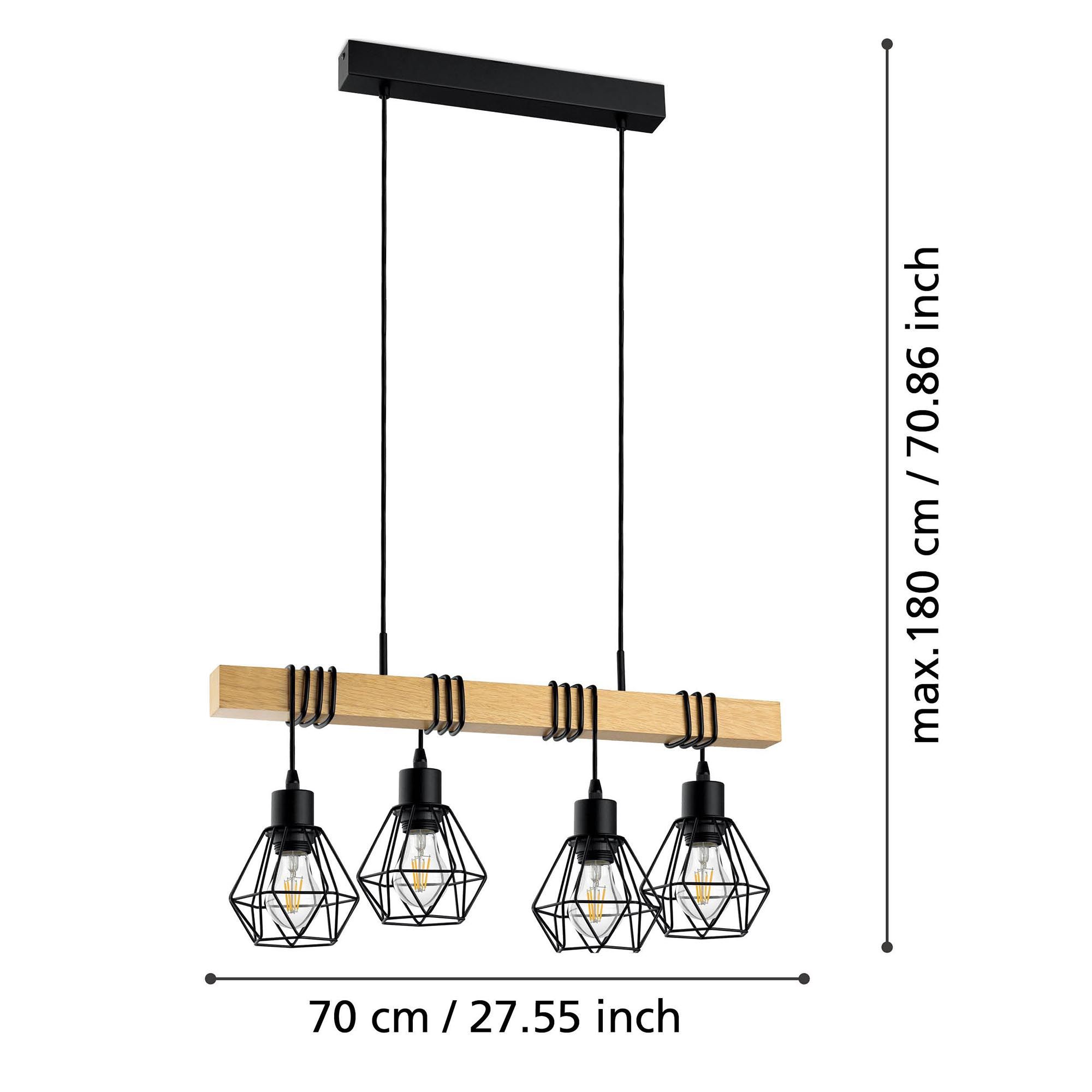 Suspension bois noir  TOWNSHEND 5 E27 4X60W