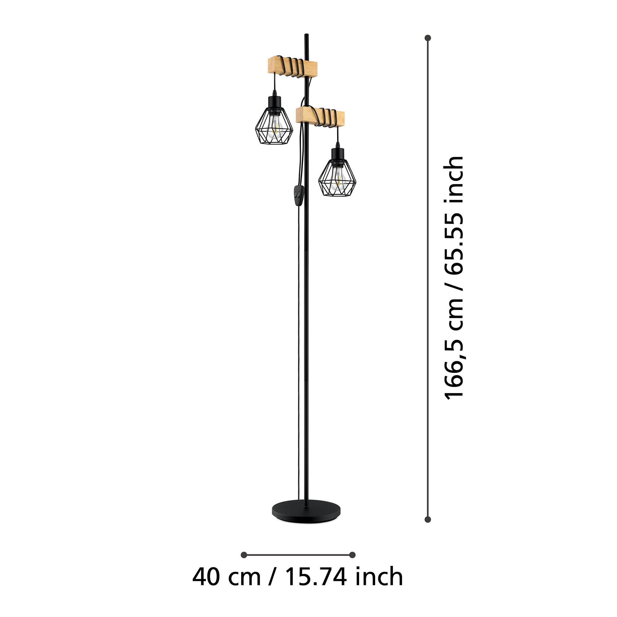 Lampadaire en bois naturel et métal noir TOWNSHEND 5 E27 2X60W