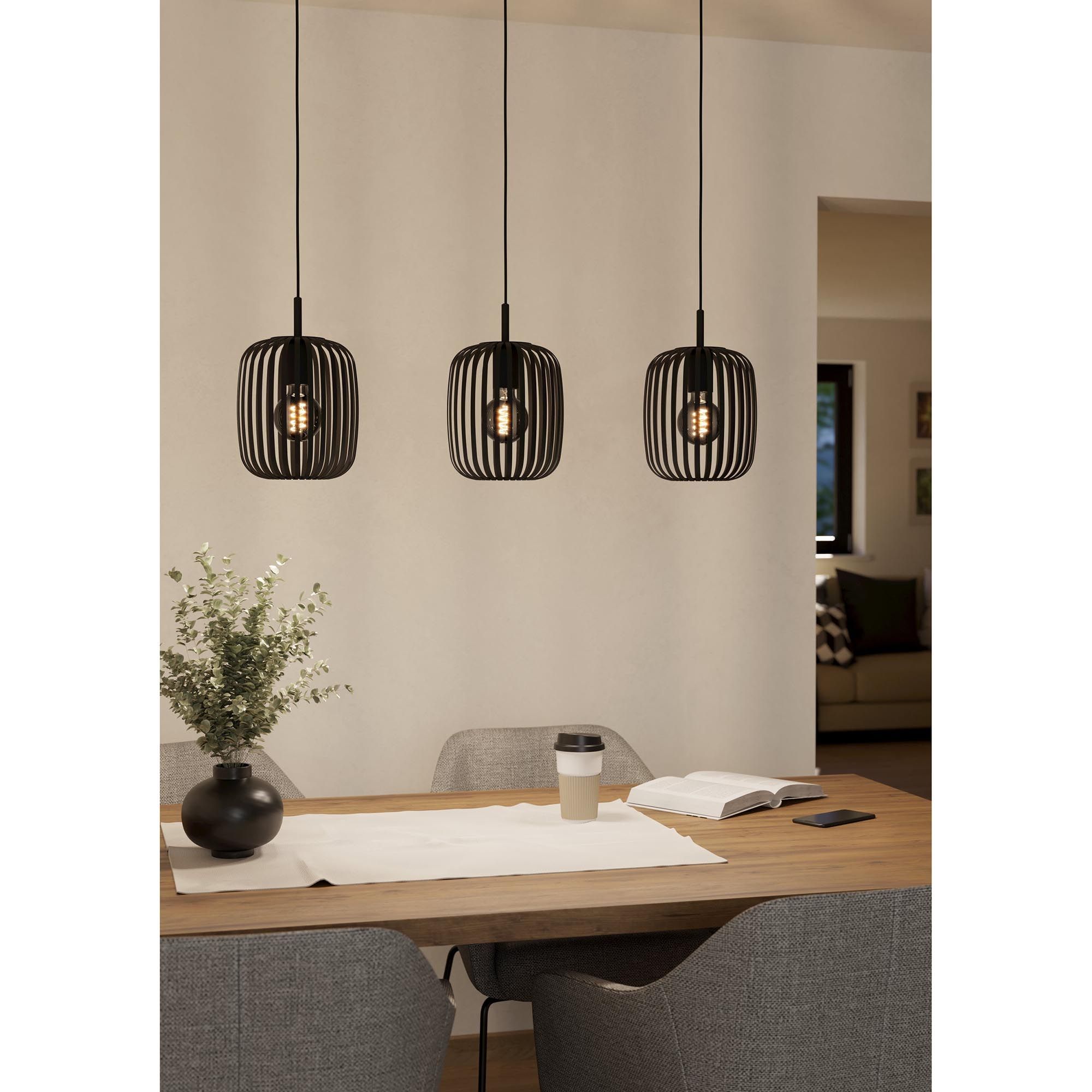 Suspension en métal noir ROMAZZINA E27 3X40W