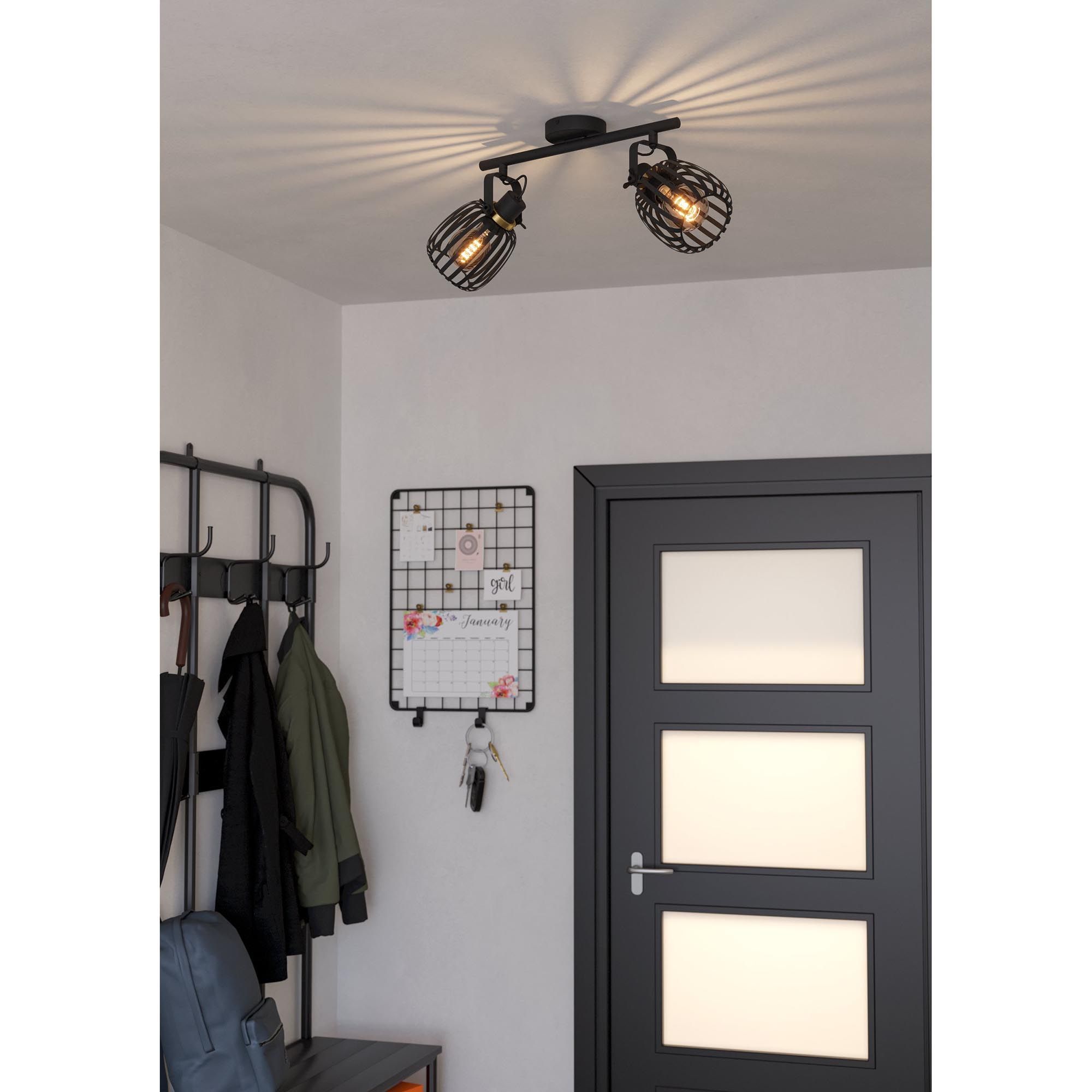 Spot de plafond réglette/plaf métal noir  GIRONA E27 2X40W