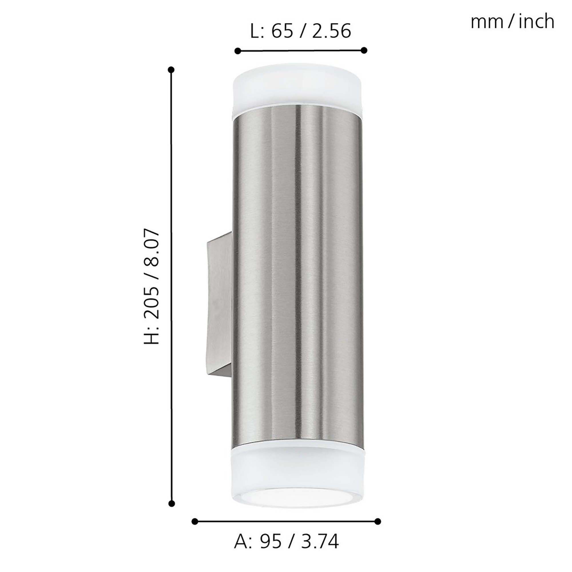 Applique extérieure en métal argenté RIGA-LED GU10 2X2,8W